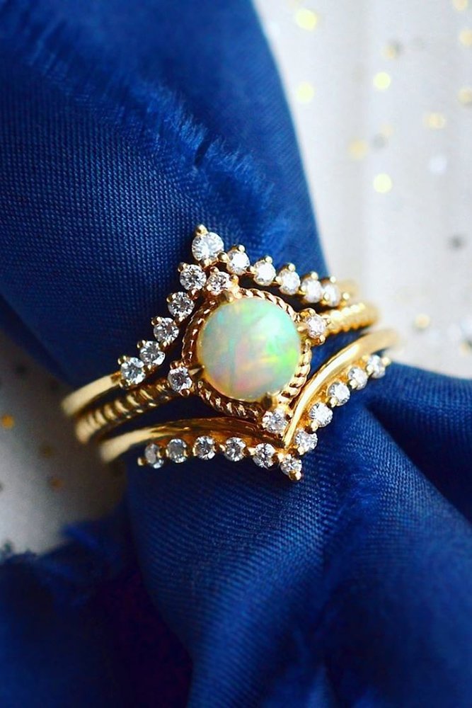 opal engagement rings unique round cut gold