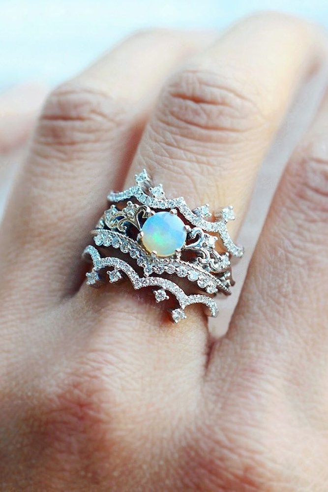 opal engagement rings white gold diamond set