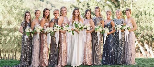 sequined metallic bridesmaid dresses