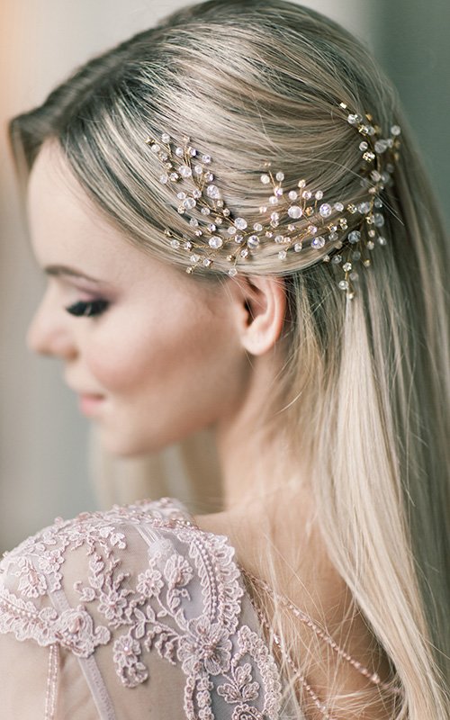 YAZILIND Elegant Headdress Bridal Hair Pins Lace Flowers Alloy Wedding Hair Accessories Women and Girls 