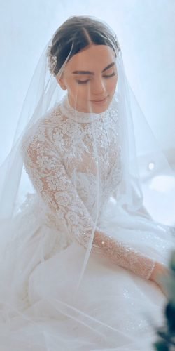  wona wedding dresses illusion long sleeves lace high neck wona