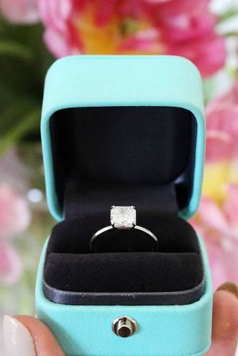 Tiffany Verlobungsringe Weißgold Verlobungsringe Solitärringe Kissen geschnitten Ring