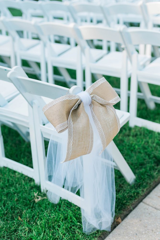 wedding aisle decoration ideas with burlap bow and lace icaimages