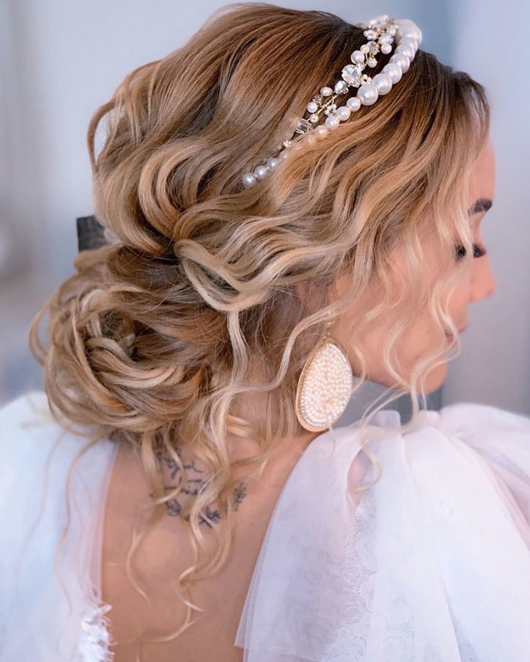 wedding hairstyles headband pearls lalasupdos