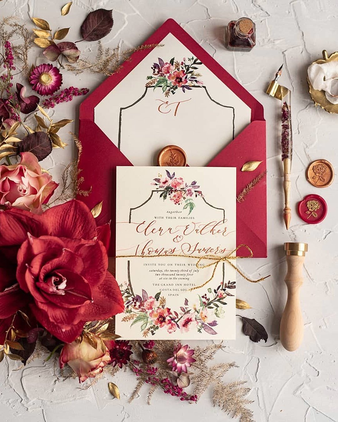 winter wedding invitations flower christmas themed invitation