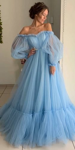 simple blue wedding dresses