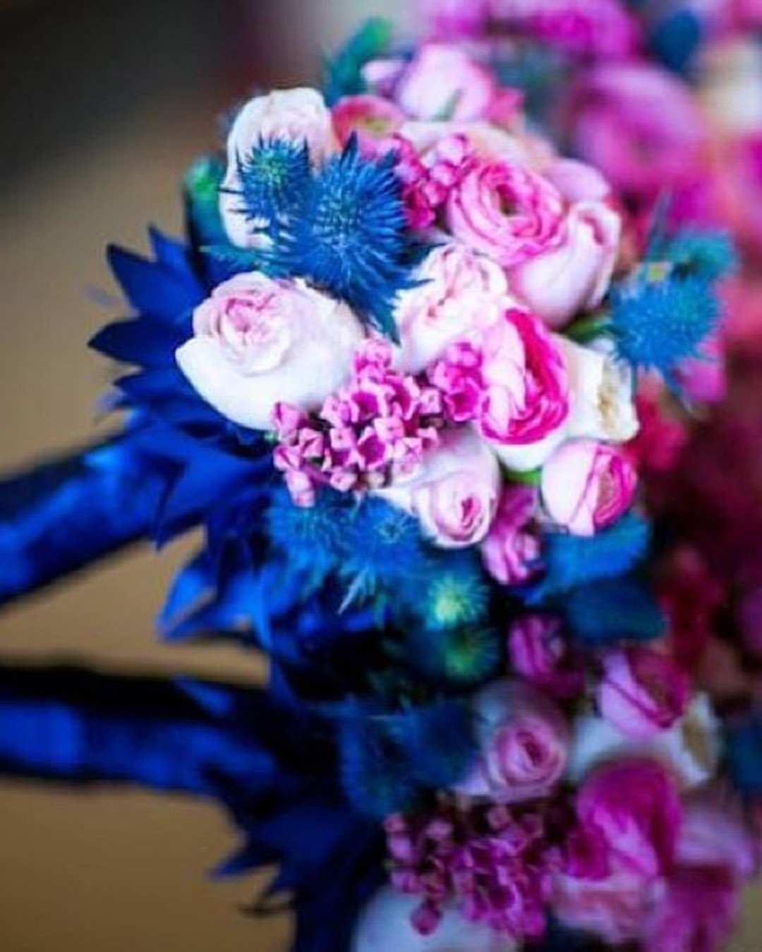 blue wedding theme classic bridal bouquet