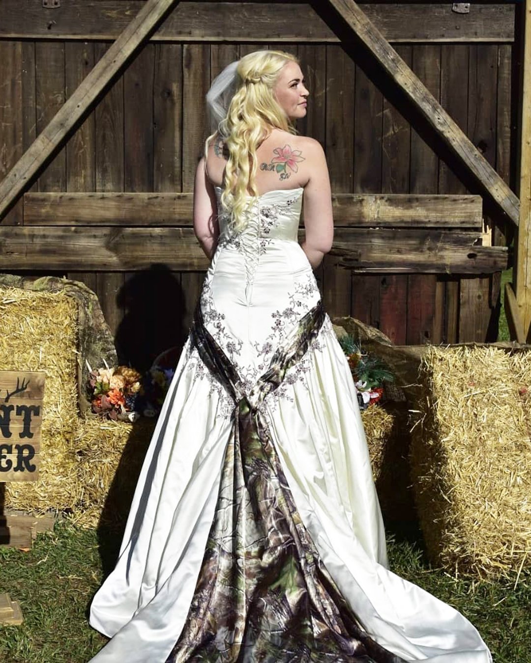 camo wedding dresses white a line barn RealTree