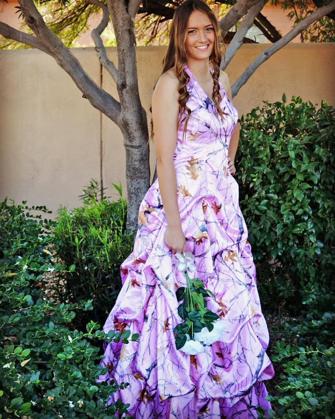 camo wedding dresses with pink ruffled atouchofcamon
