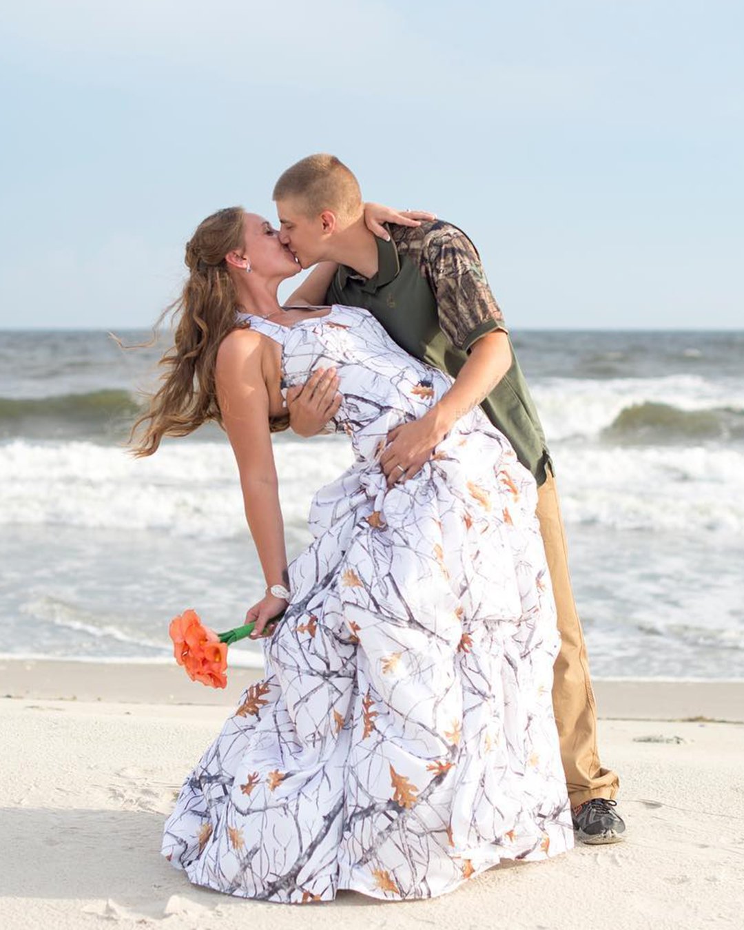 camo wedding dresses with white beach photographybyaliciamarie