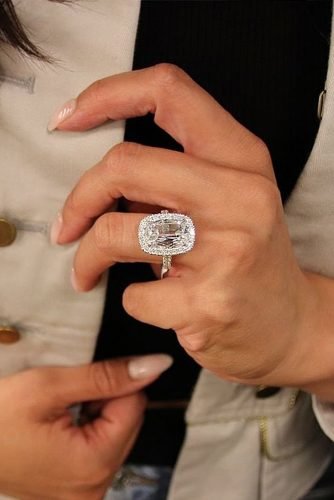 Verlobungsring Diamant Halo Pave Band