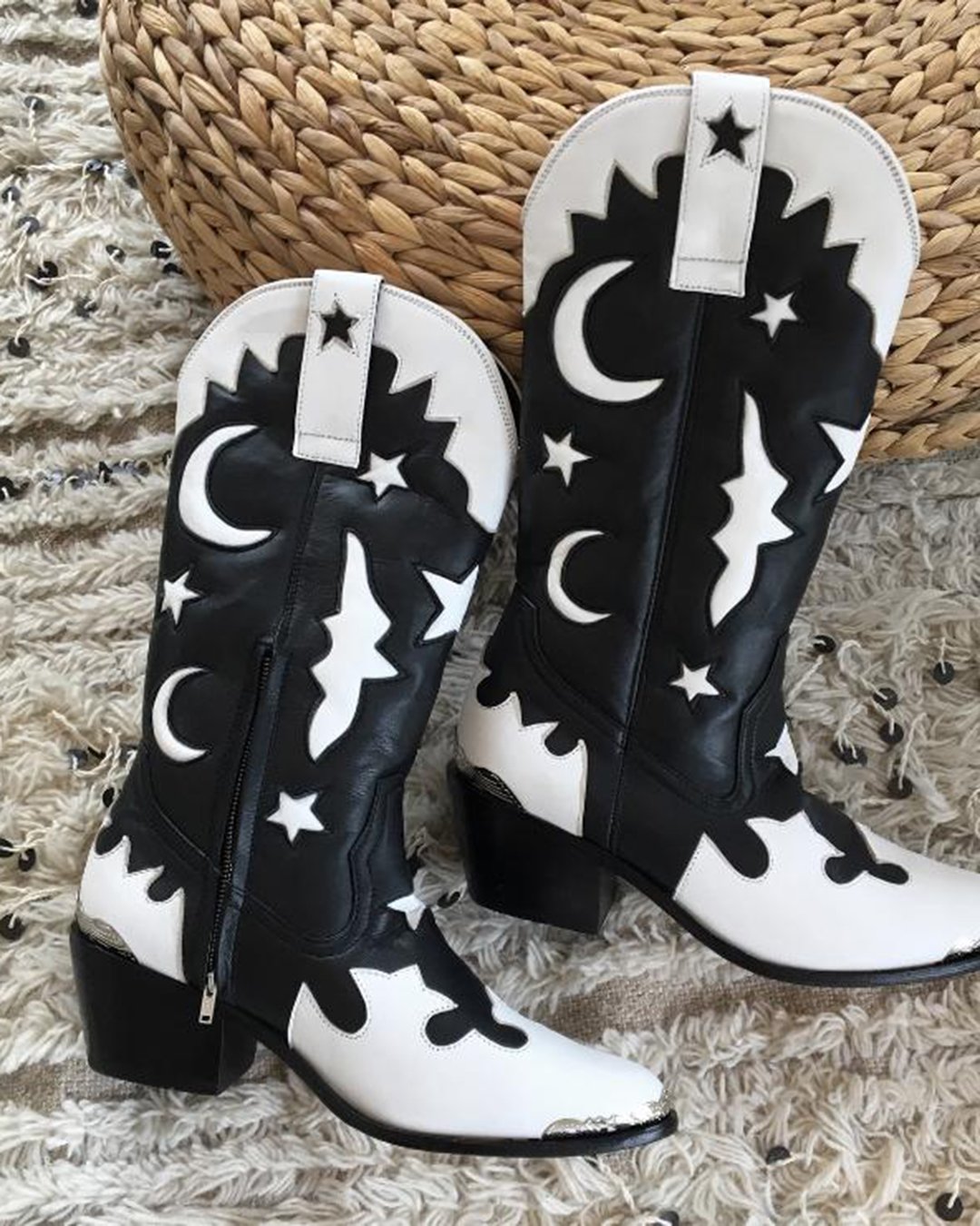 rue de seine wedding dresses cowboy boots black-white for barn