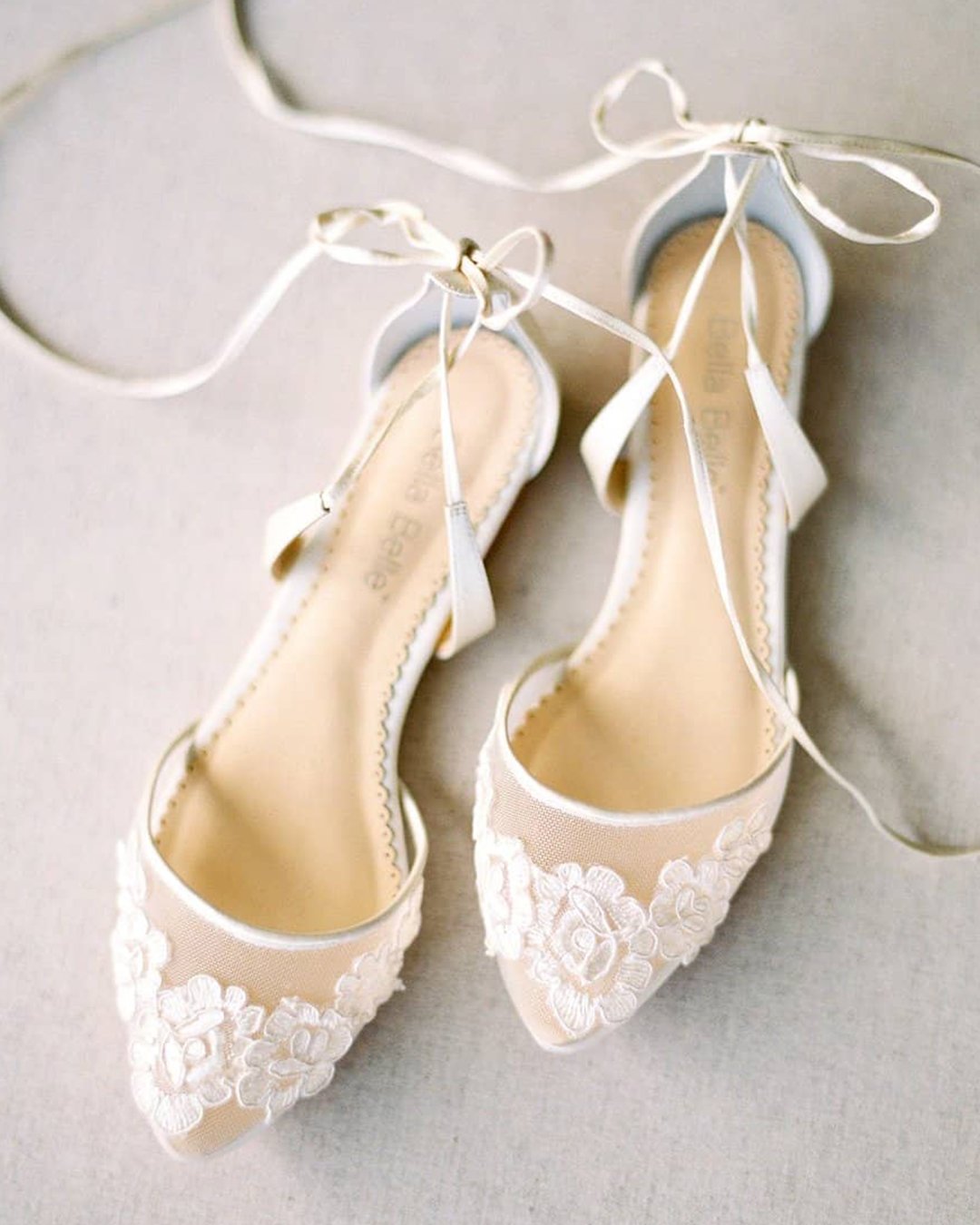 things brides regret not doing at their wedding bella belle shoes lace wedding ballet flats