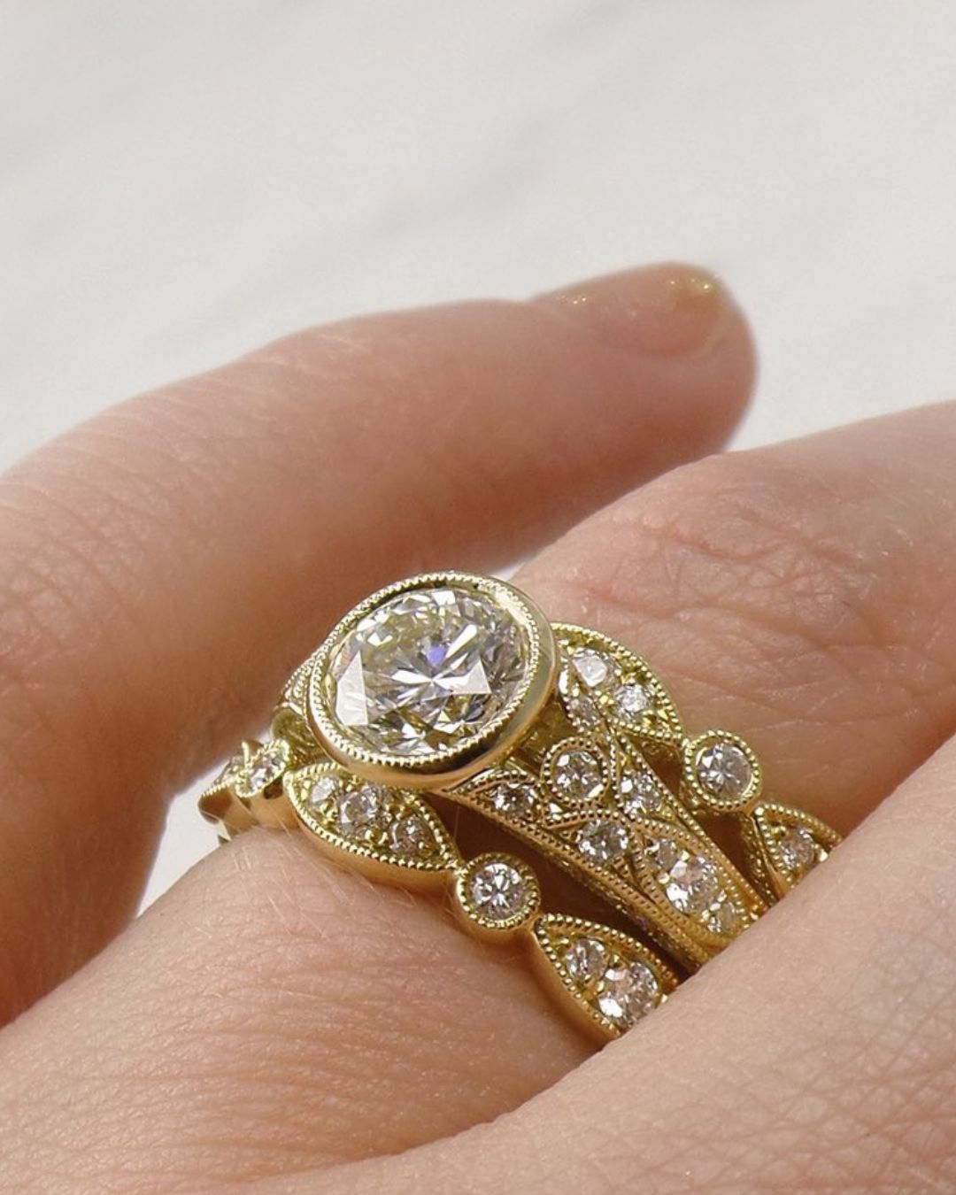 vintage wedding rings cushion round cut rings