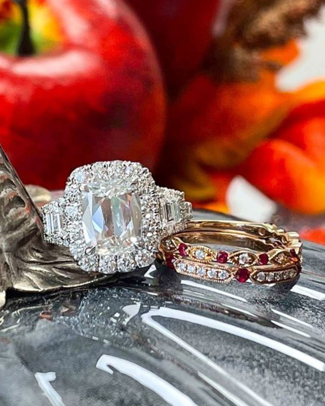 vintage wedding rings halo rings