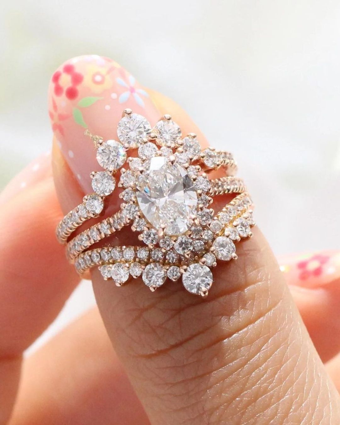 vintage wedding rings oval cut rings
