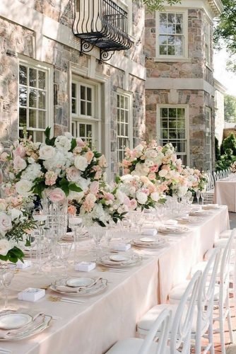 wedding centerpieces blush roses outdoor reception mangostudios