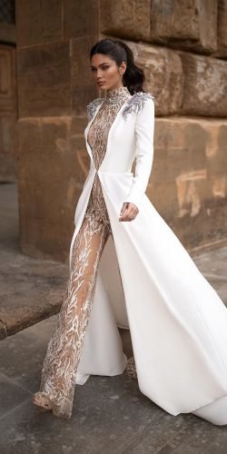 white lace bridal pantsuit