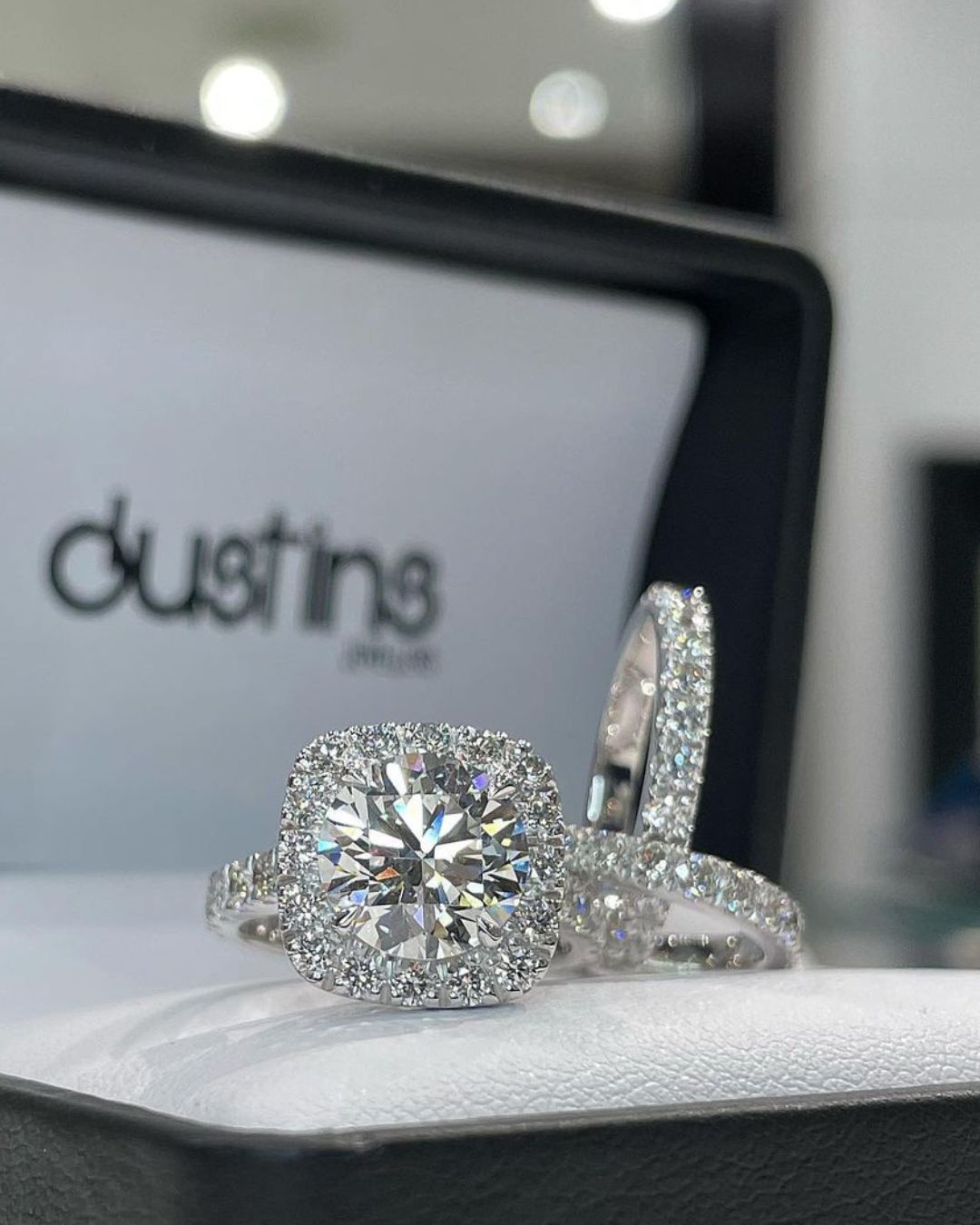 vintage wedding rings cushion and round cut rings