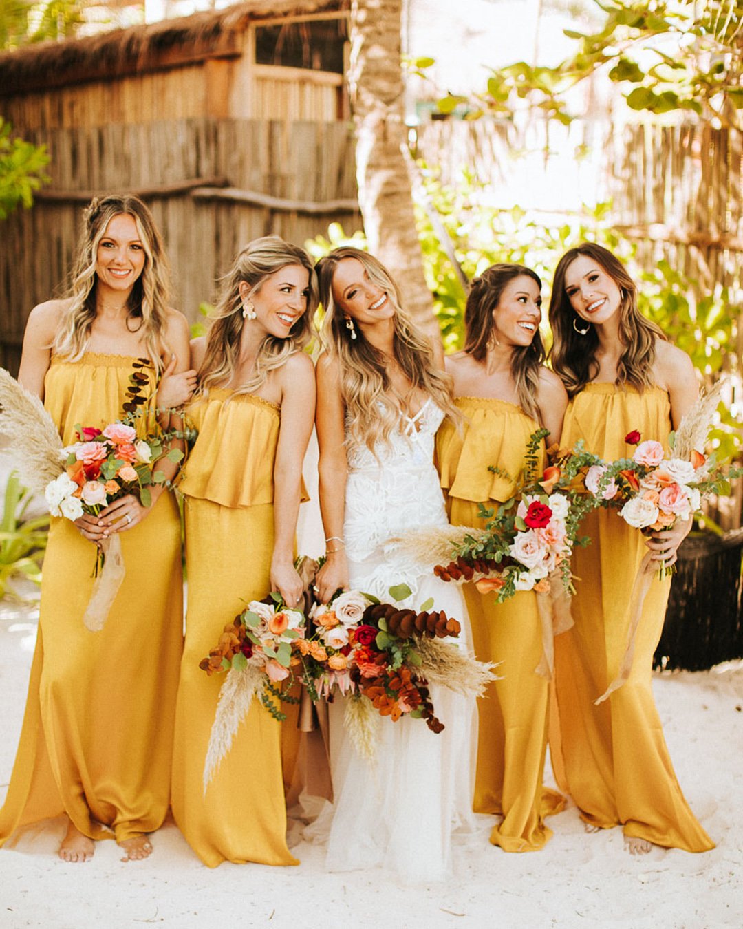 mustard dress bridesmaid