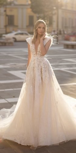 best wedding dresses a line deep v neckline wona