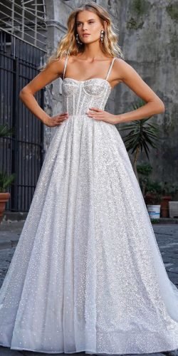 best wedding dresses a line with spaghetti straps sweethart neckline berta