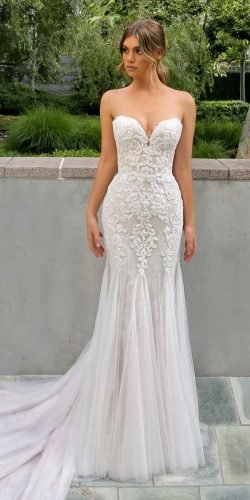 best wedding dresses sheath sweetheart neckline strapless lace enzoani