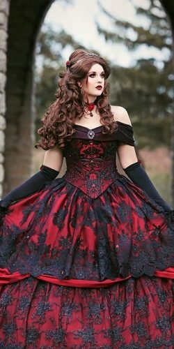 red and black gothic dress