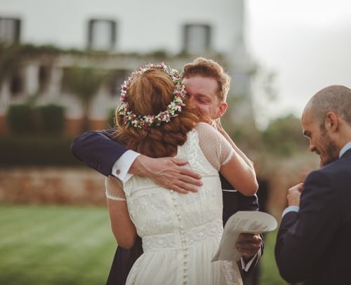 unique wedding readings bride and groom hugging