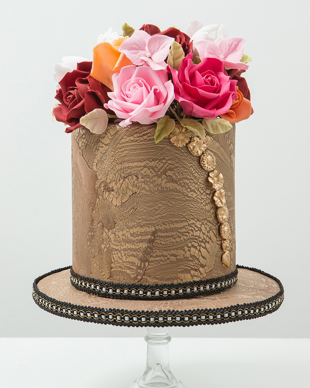 wedding cake trends chocolate cake with flowers Elizabeth's Cake Emporium