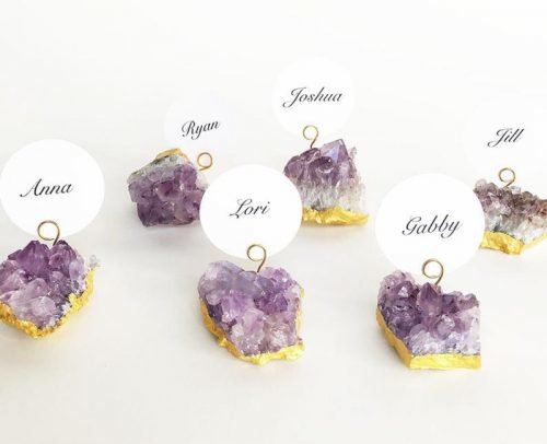 wedding place card ideas amethyst place cards holders