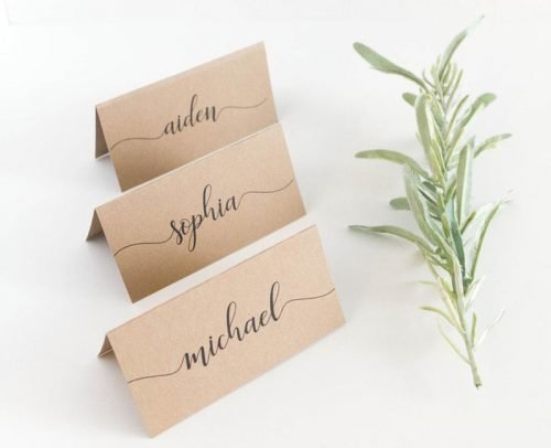 Name Place Cards Kraft Luggage Tags Lettering Wedding Name Cards Modern Calligraphy Rustic Calligraphy Name Cards Wedding Stationery
