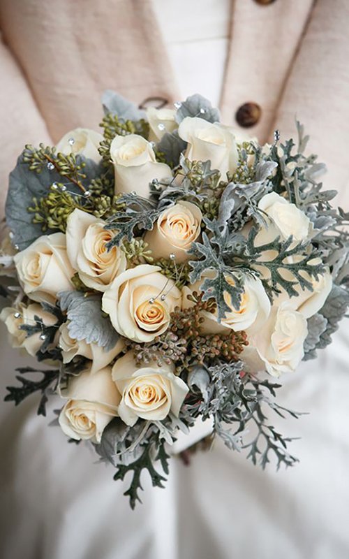 Artificial Brides Bouquets - Ivory Rose & Gypsophila Bridesmaid Bouquet