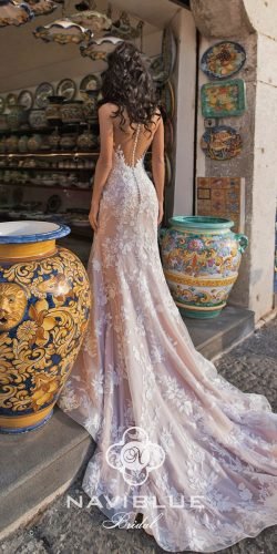 blush backless wedding dress