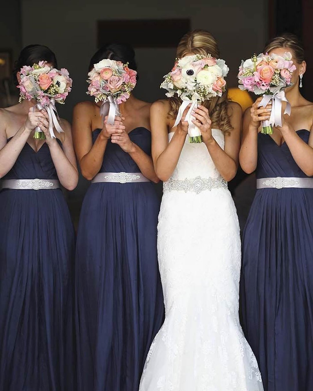 must take wedding photos with your bridesmaids girls blue dresses leia fae photography