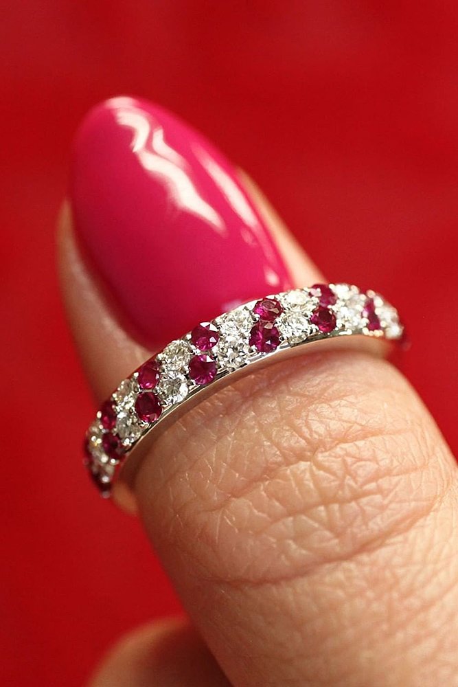 ruby engagement rings wedding band with diamonds and rubies