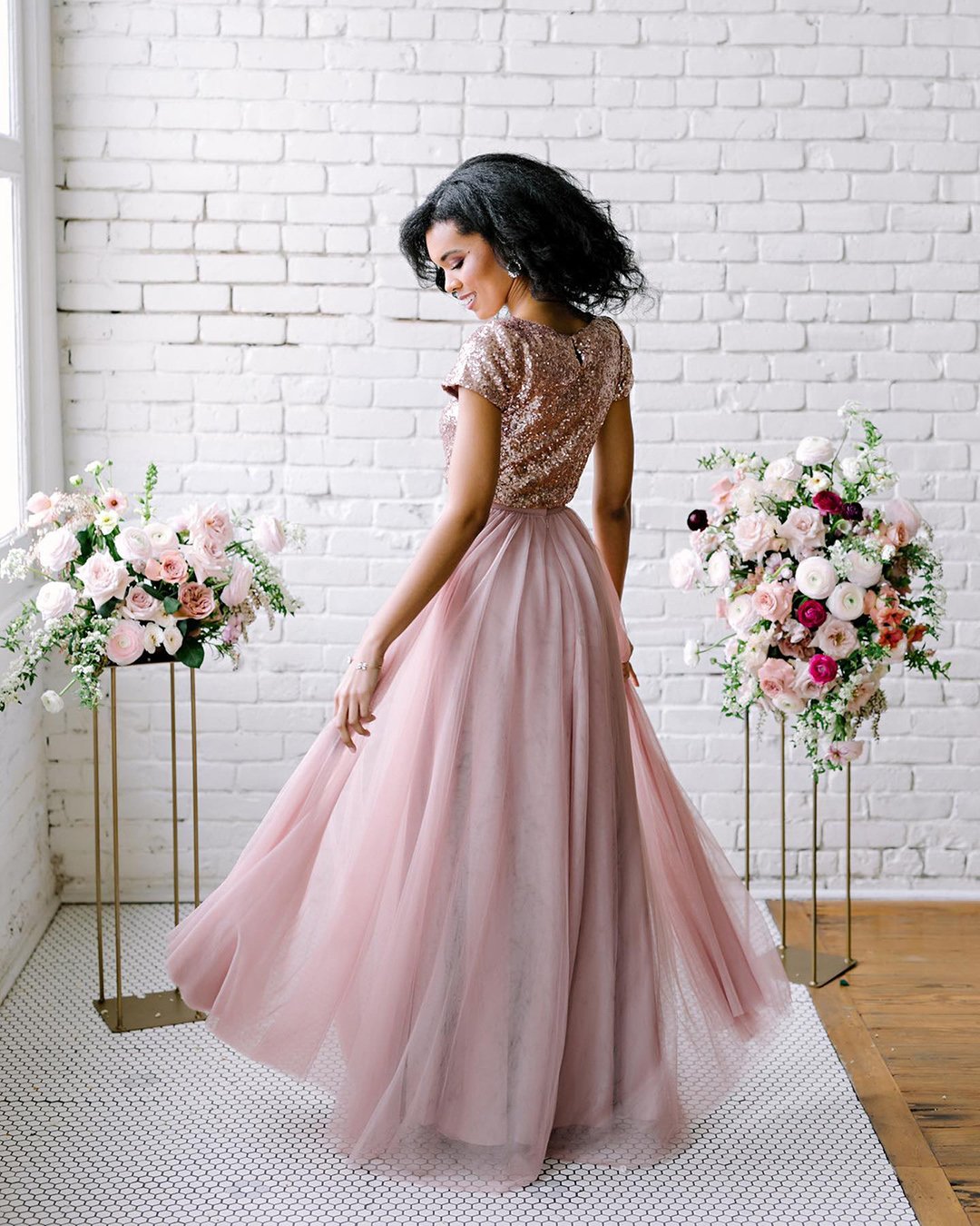 sequined metallic bridesmaid dresses blush sequins top shoprevelry