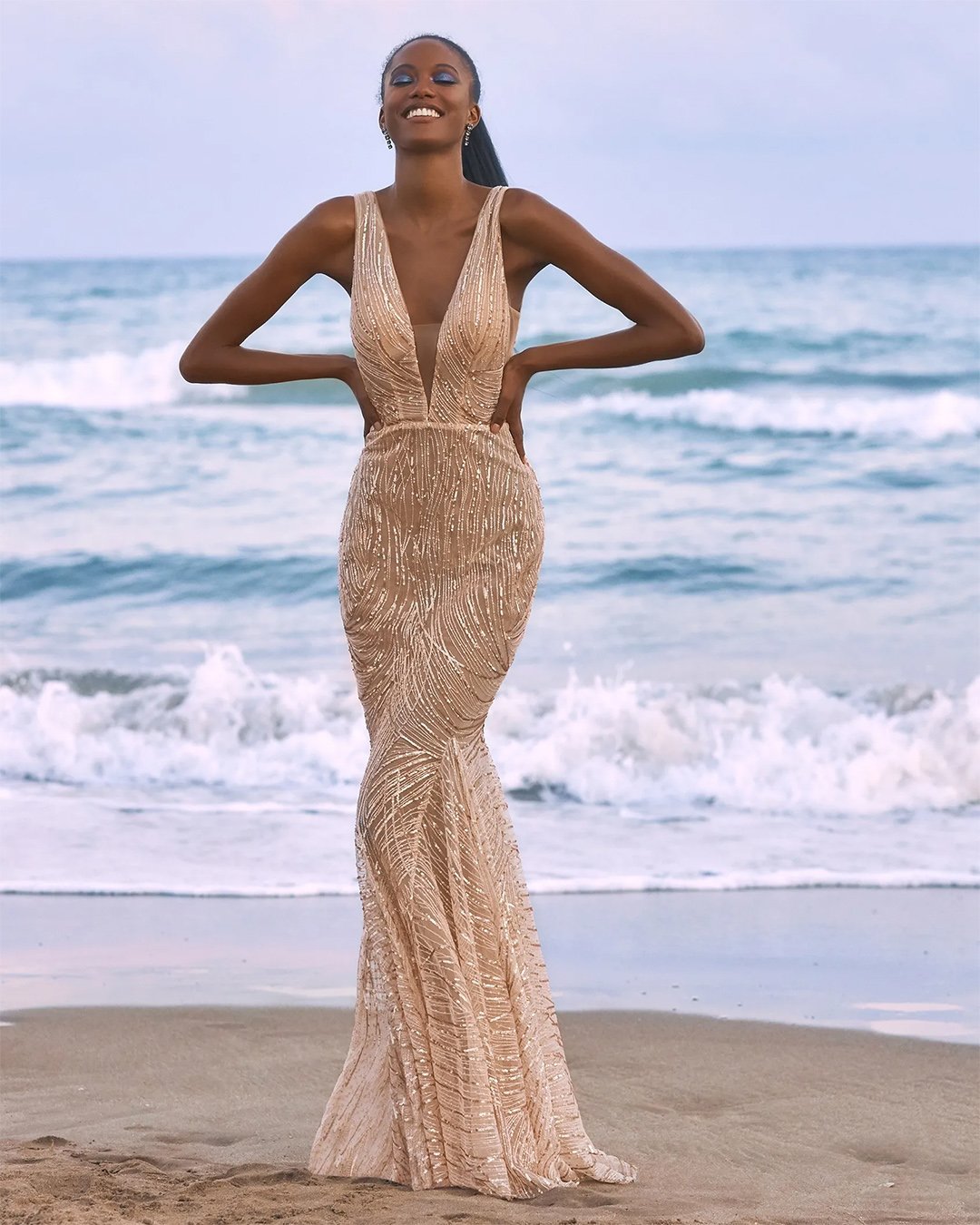 sequined metallic bridesmaid dresses gold sexy beach long pronovias