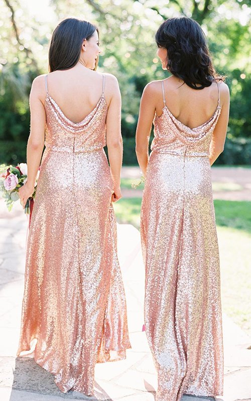 sequined metallic bridesmaid dresses
