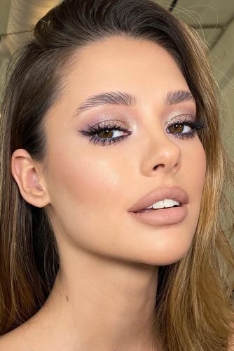 pinterest makeup for brides matte nude lips lilac sparkle eyeshadows piminova_valery