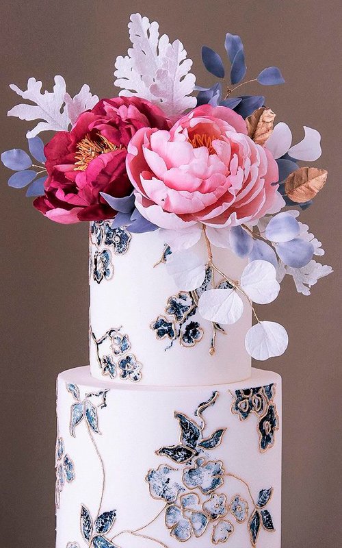 hand painted wedding cakes flowers roses main