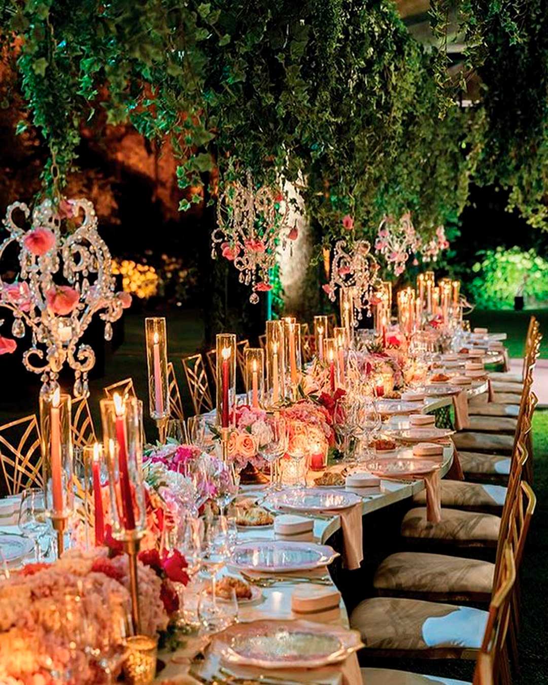 modern wedding decor candles lights table lines