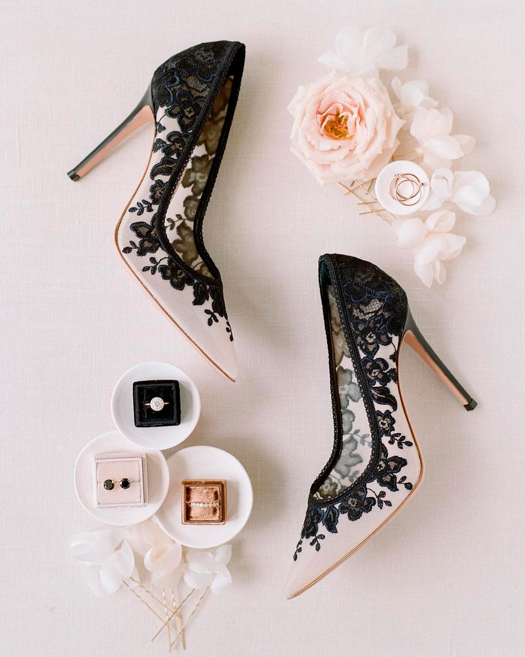 wedding colors black white shoes