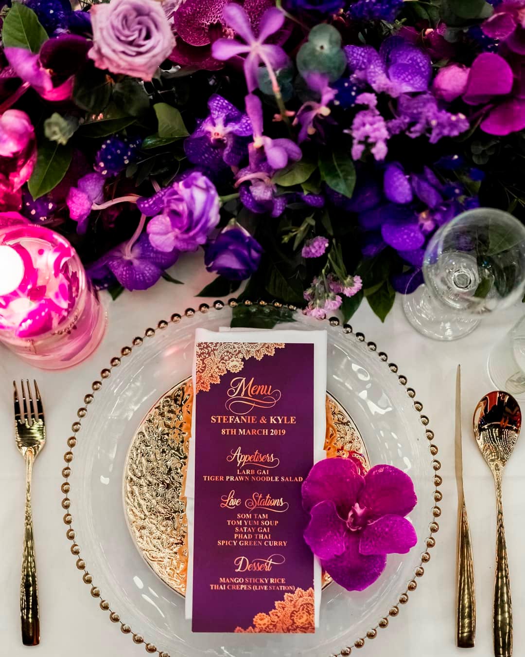 wedding colors menu purple