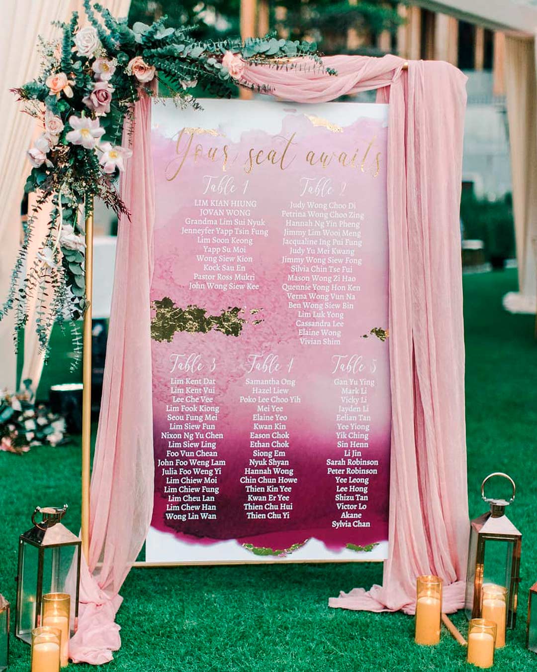 wedding colors rose gold beige table display