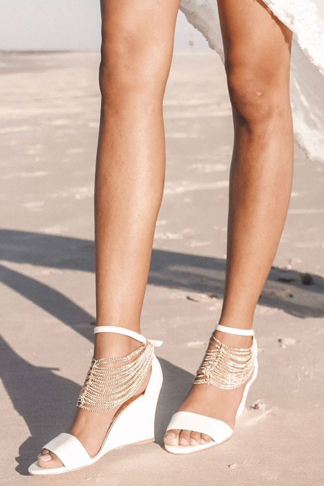 white wedge wedding shoes