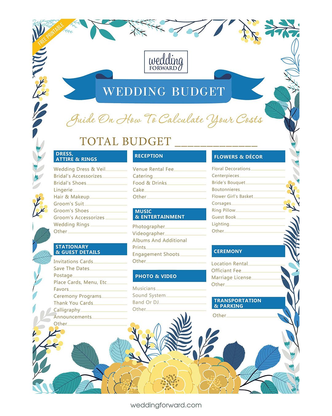 Wedding Budget Percentages Calculator