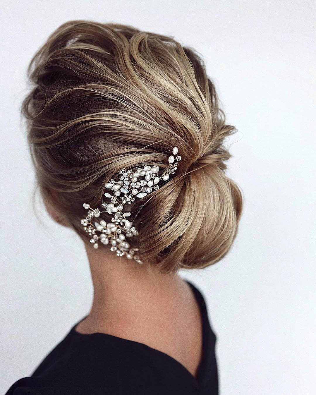 wedding hairstyles classic updo with headpiece