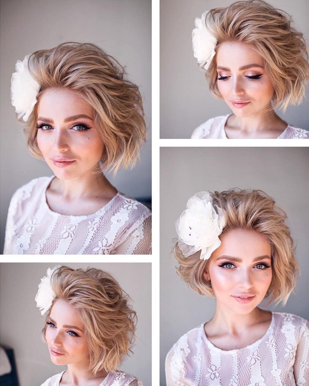 wedding hairstyles one side pinned hair volume accessory
