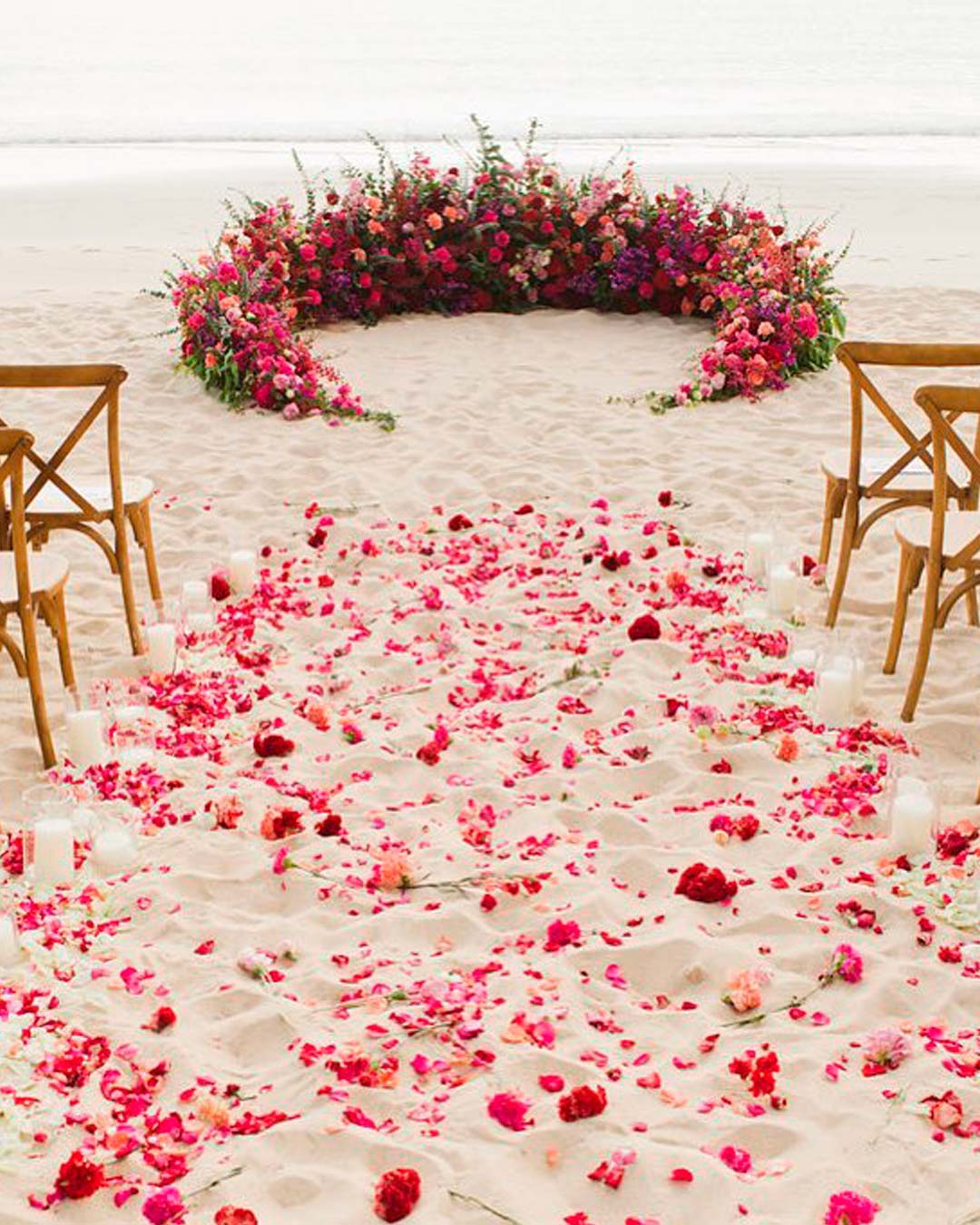 beach wedding decoration ideas aisle roses